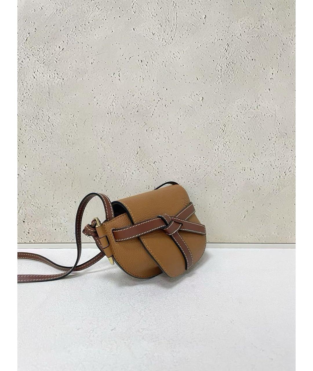 LOEWE Коричневая кожаная сумка через плечо, фото 4