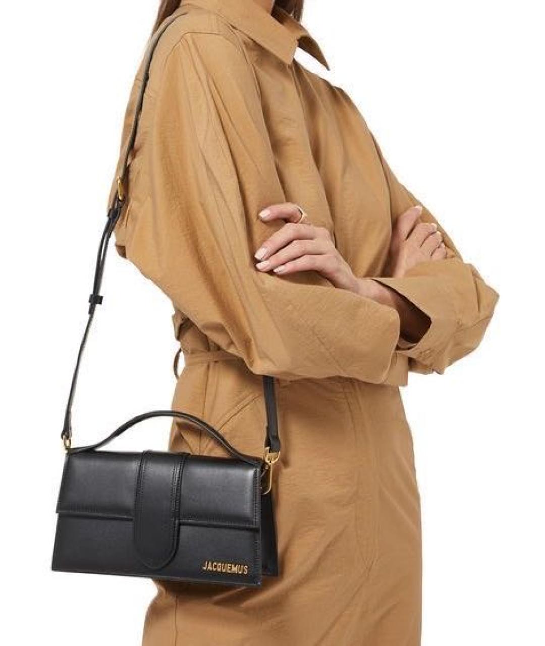 JACQUEMUS Черная кожаная сумка с короткими ручками, фото 6