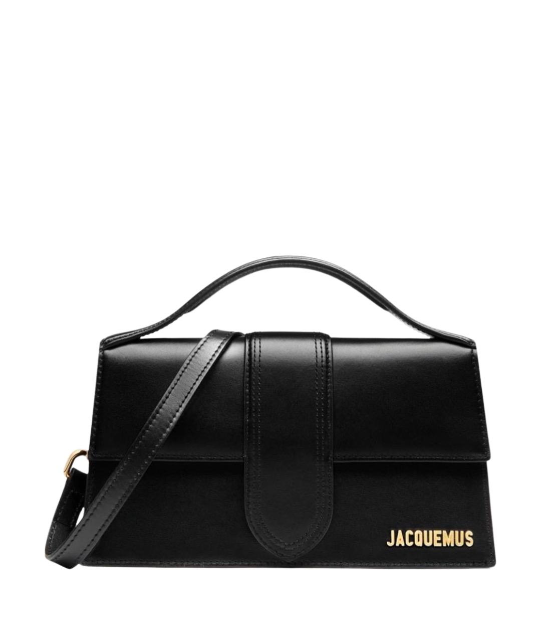 JACQUEMUS Черная кожаная сумка с короткими ручками, фото 1