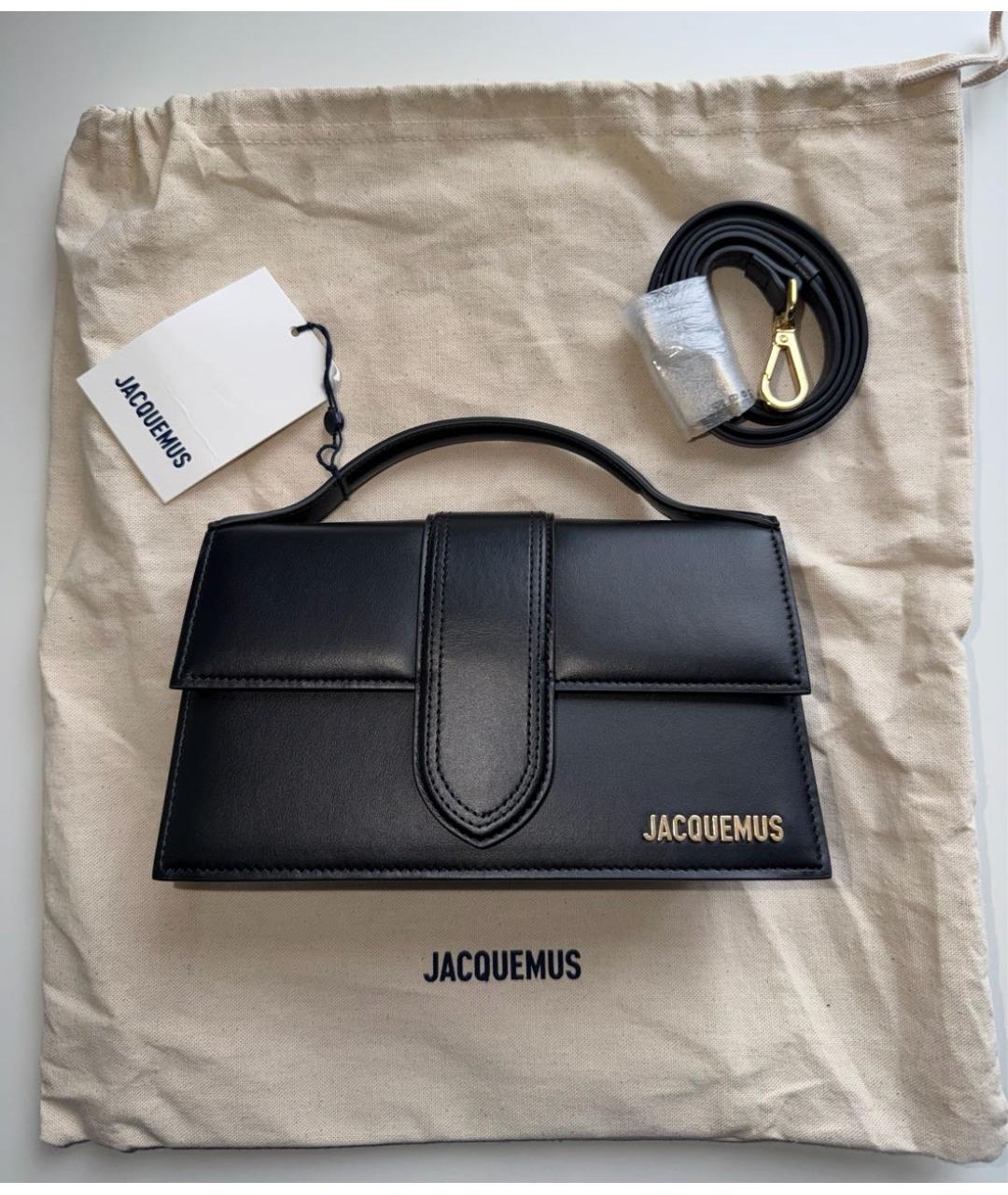 JACQUEMUS Черная кожаная сумка с короткими ручками, фото 2