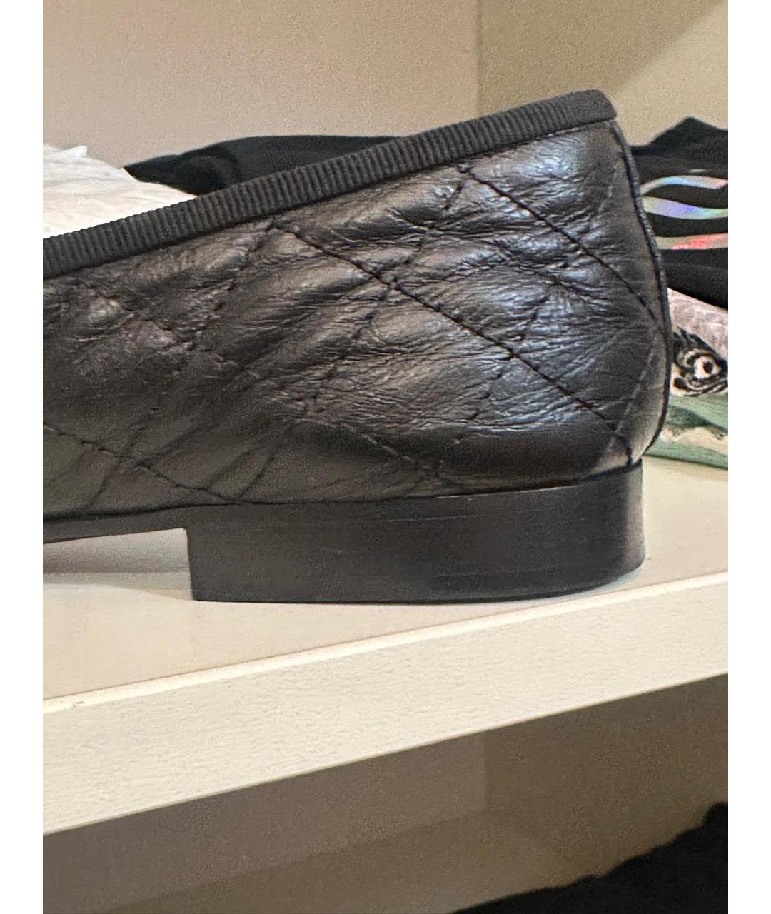 CHANEL Черные кожаные балетки, фото 4