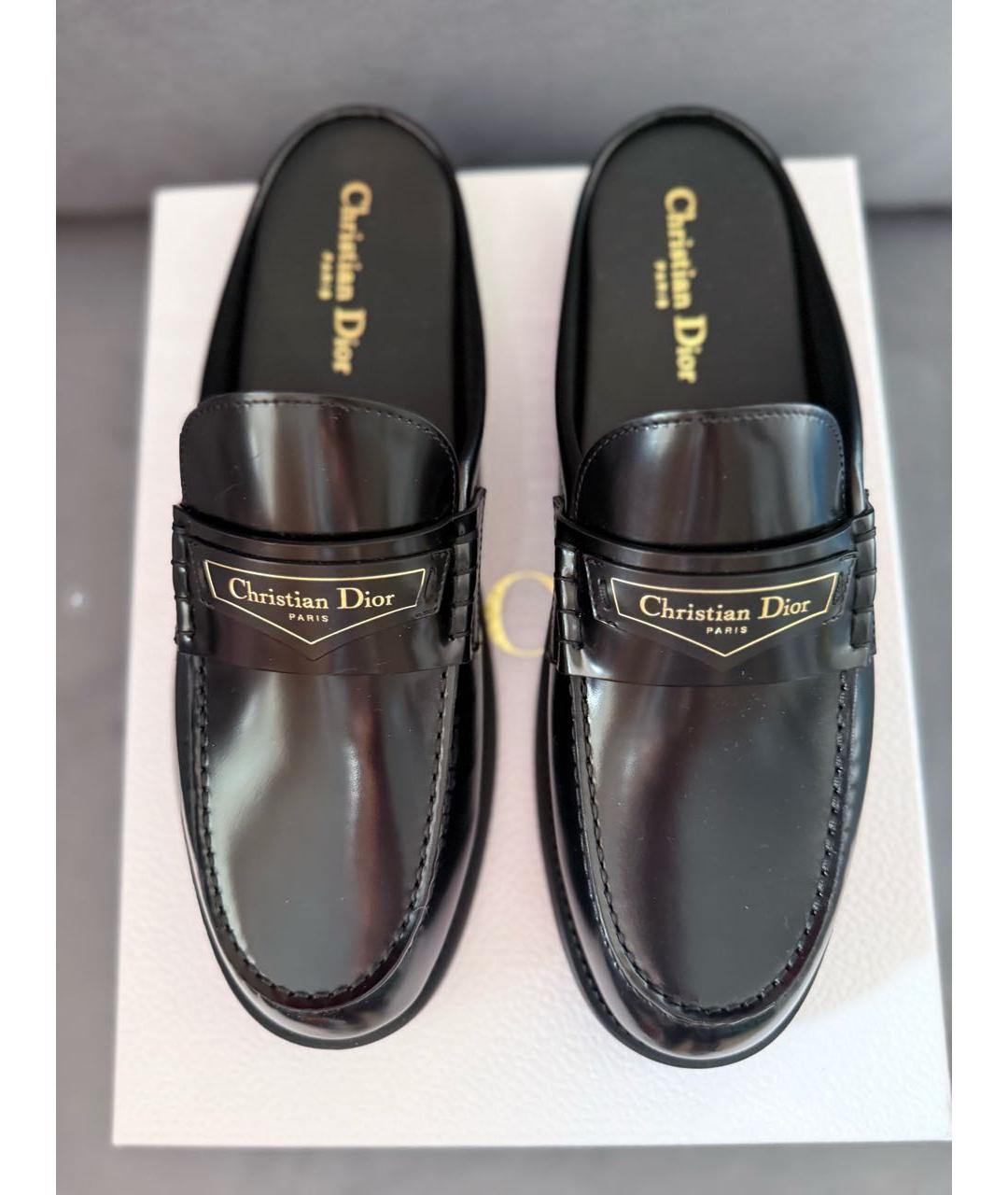 CHRISTIAN DIOR Черные кожаные мюли, фото 5