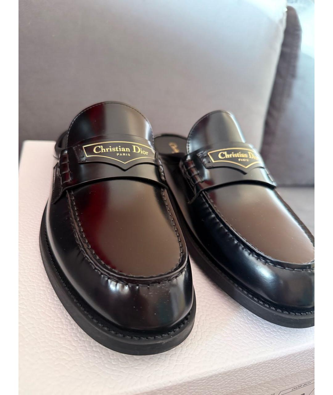 CHRISTIAN DIOR Черные кожаные мюли, фото 4