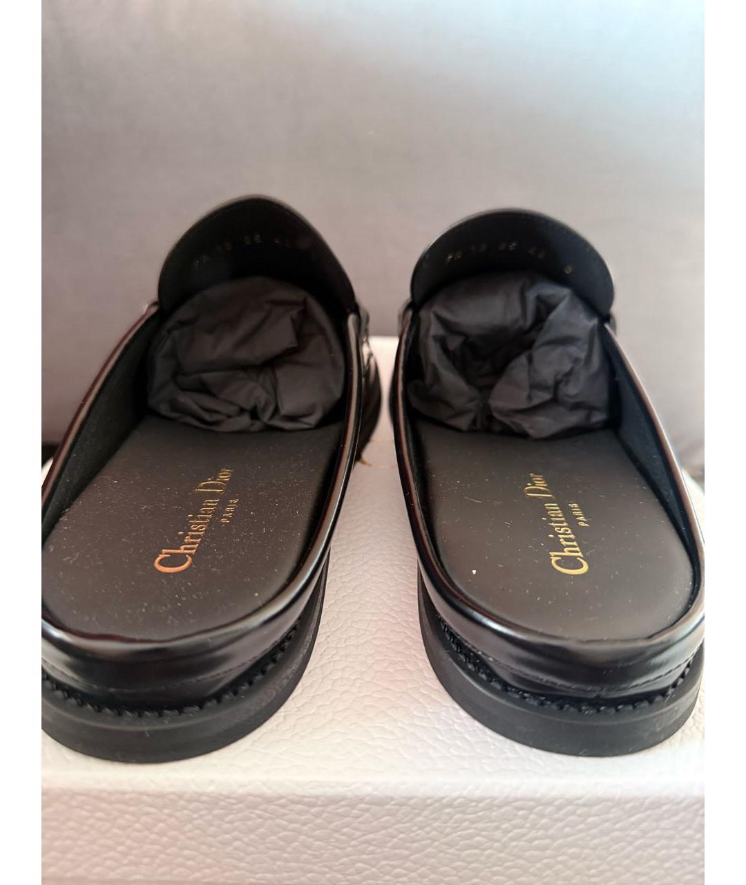 CHRISTIAN DIOR Черные кожаные мюли, фото 3