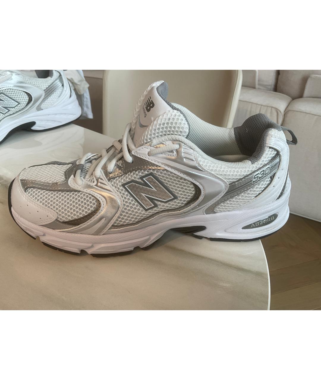 NEW BALANCE Белые кожаные низкие кроссовки / кеды, фото 6