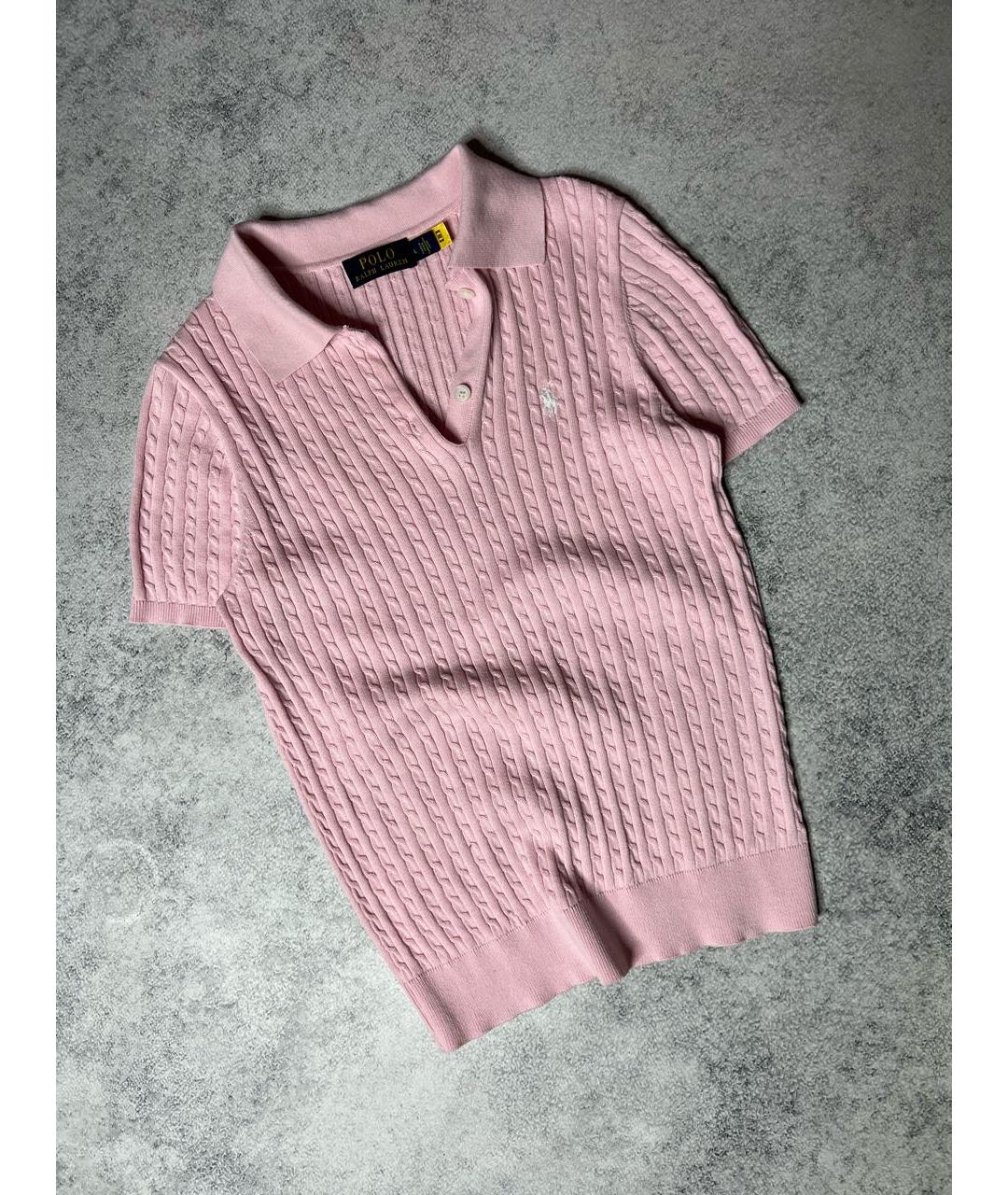 RALPH LAUREN Розовая хлопковая футболка, фото 5