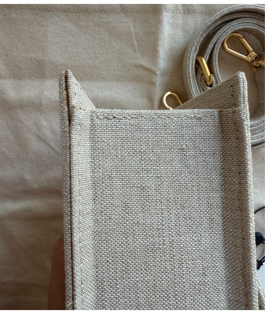 JACQUEMUS Бежевая льняная сумка с короткими ручками, фото 8