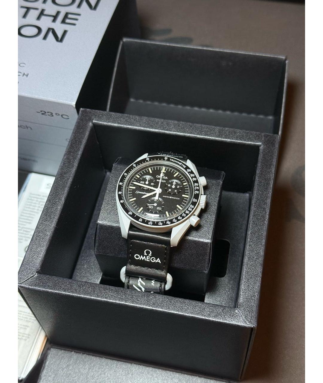 OMEGA Черные часы, фото 3