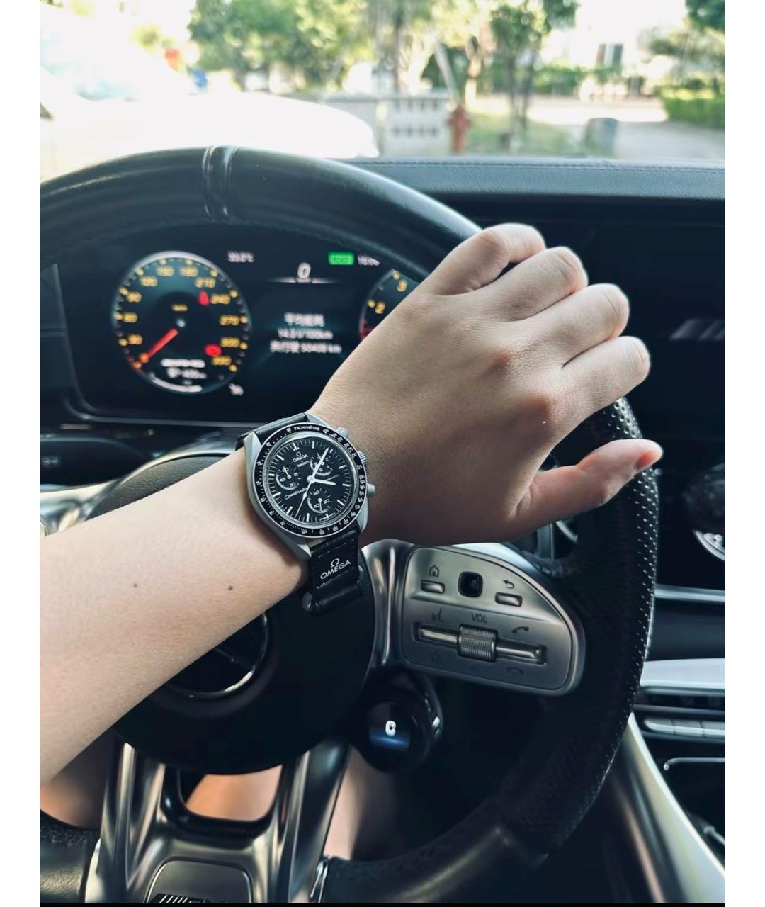 OMEGA Черные часы, фото 6