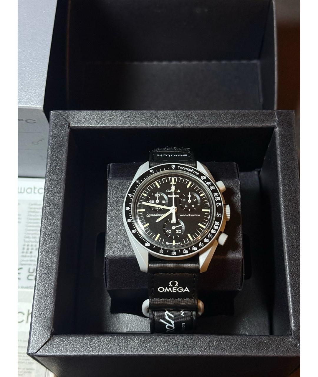 OMEGA Черные часы, фото 7