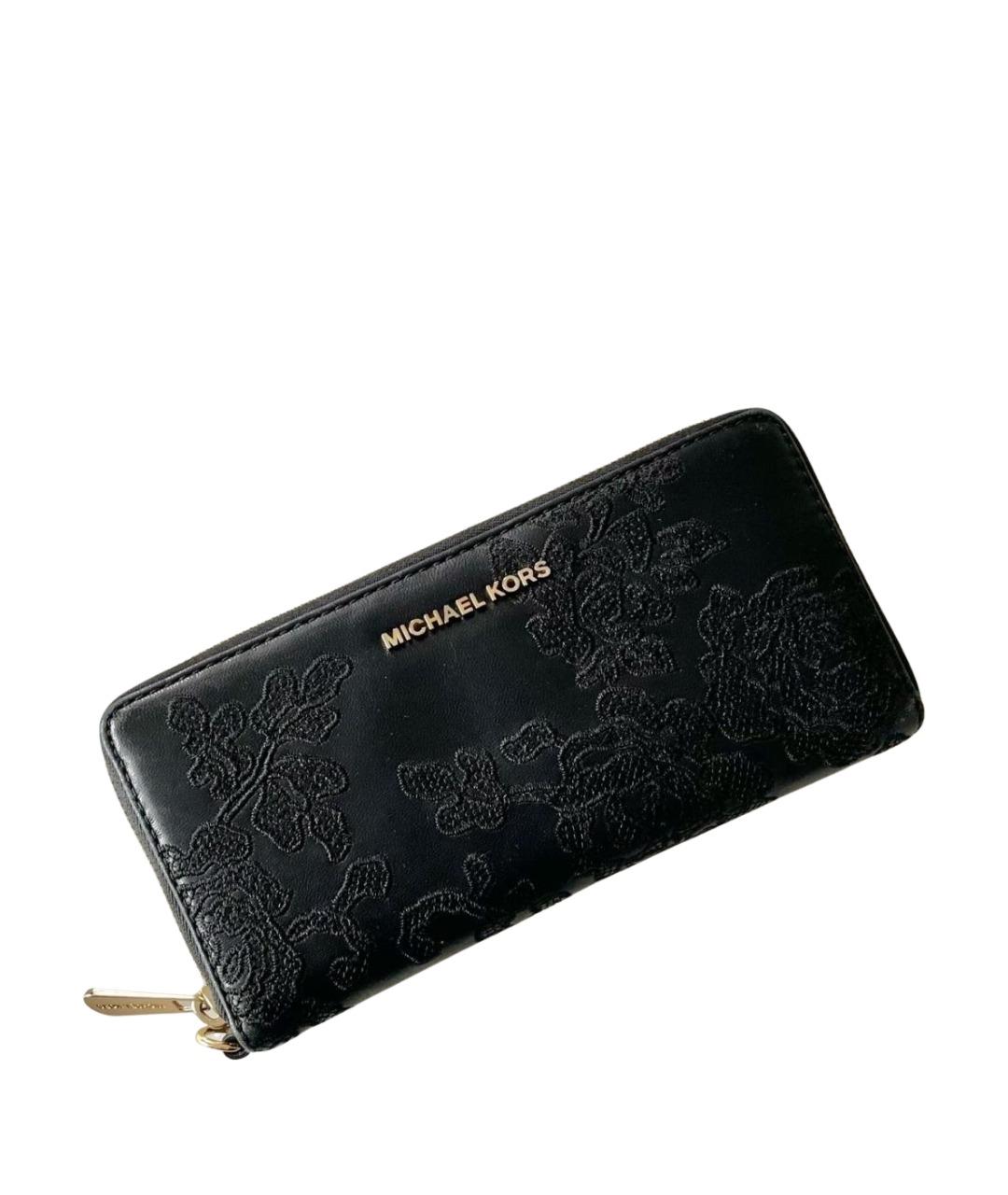 MICHAEL KORS Черный кожаный кошелек, фото 1