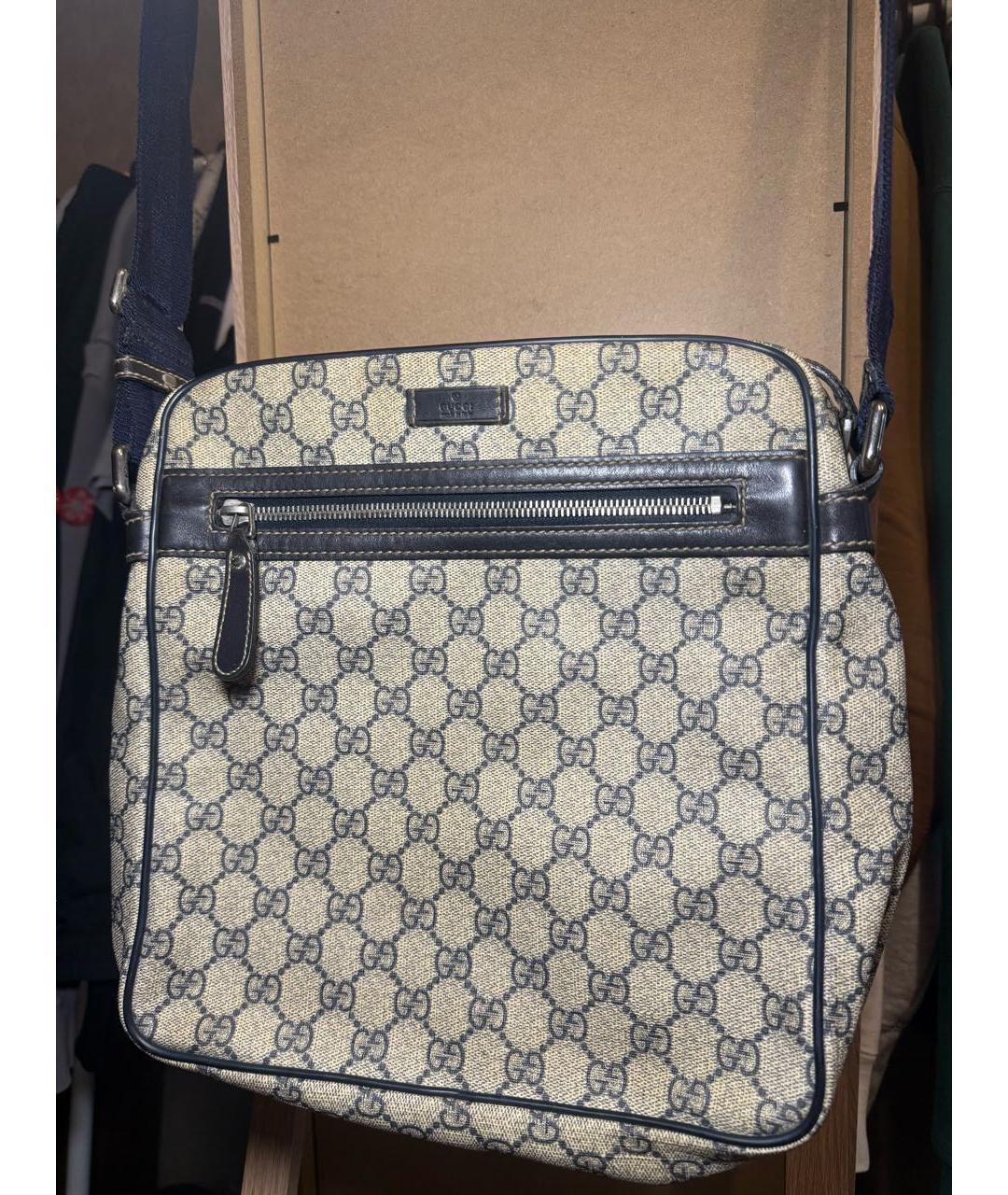 GUCCI Бежевая сумка на плечо из канвы, фото 9