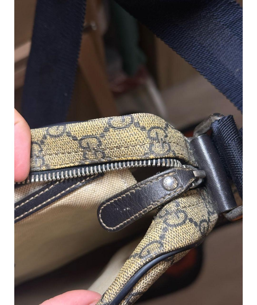 GUCCI Бежевая сумка на плечо из канвы, фото 3