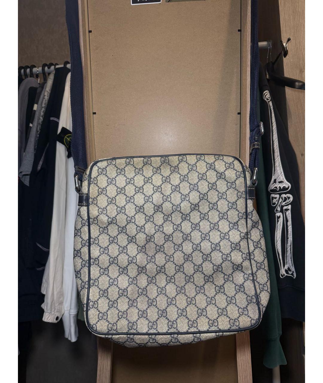 GUCCI Бежевая сумка на плечо из канвы, фото 2