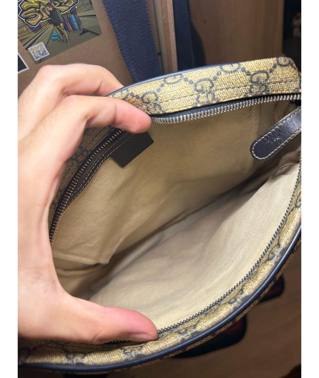 GUCCI Бежевая сумка на плечо из канвы, фото 4