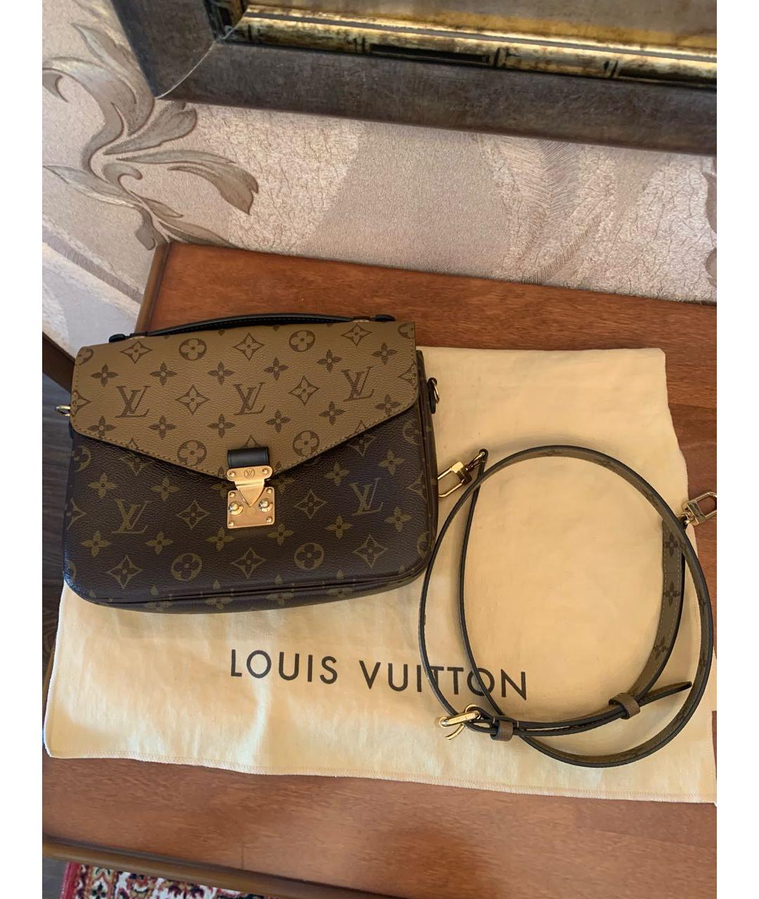 LOUIS VUITTON Коричневая канва сумка через плечо, фото 3