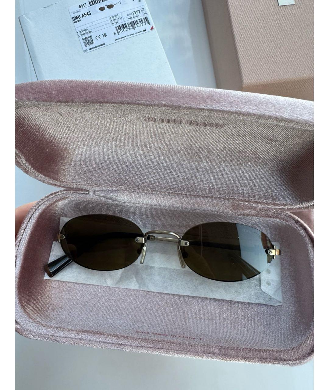 MIU MIU Коричневые металлические солнцезащитные очки, фото 2