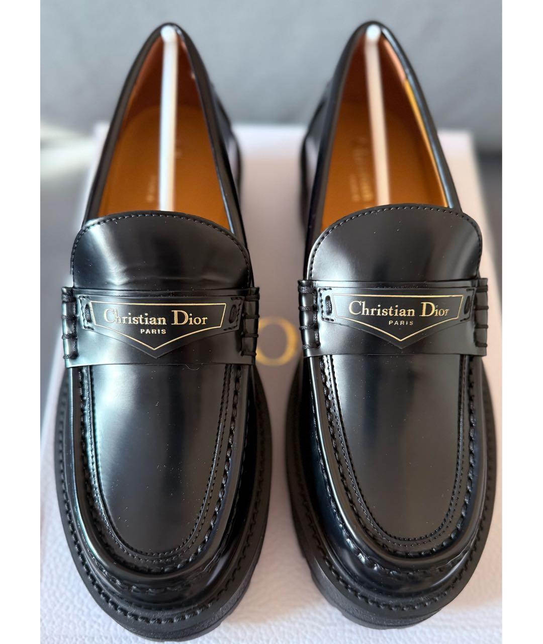 CHRISTIAN DIOR Черные кожаные лоферы, фото 2