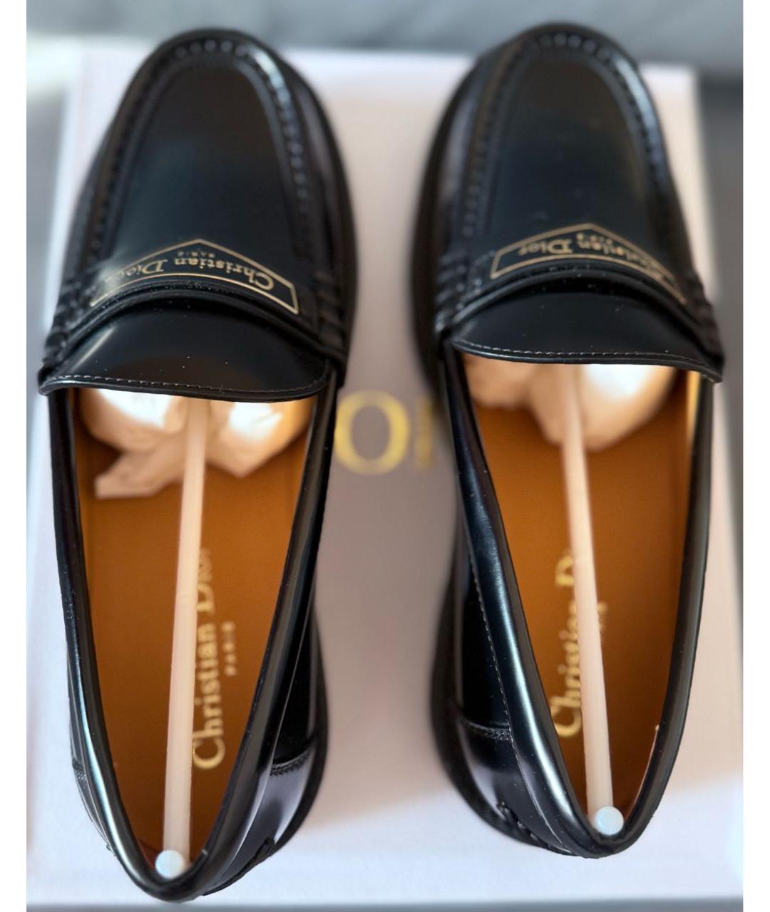 CHRISTIAN DIOR Черные кожаные лоферы, фото 3
