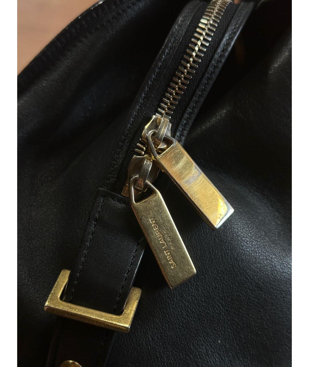 SAINT LAURENT Черная кожаная сумка тоут, фото 7