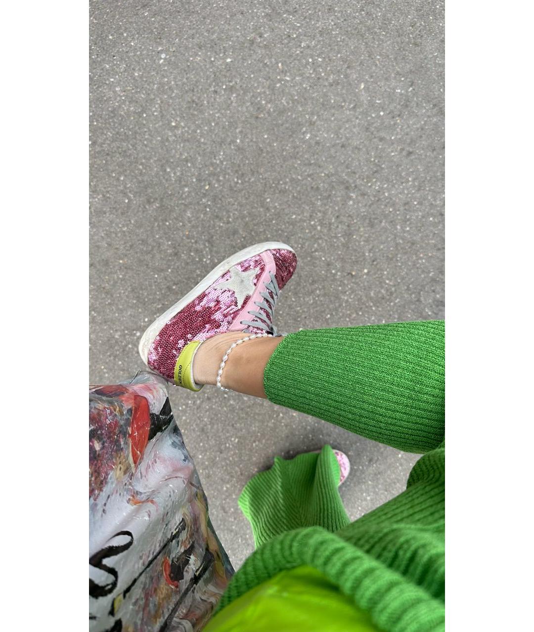 GOLDEN GOOSE Розовые кожаные кеды, фото 6