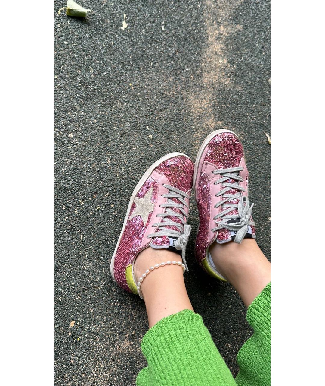 GOLDEN GOOSE Розовые кожаные кеды, фото 4