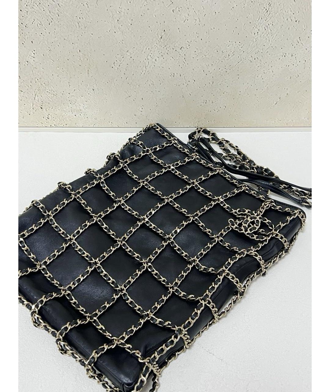 CHANEL Черная кожаная сумка тоут, фото 5