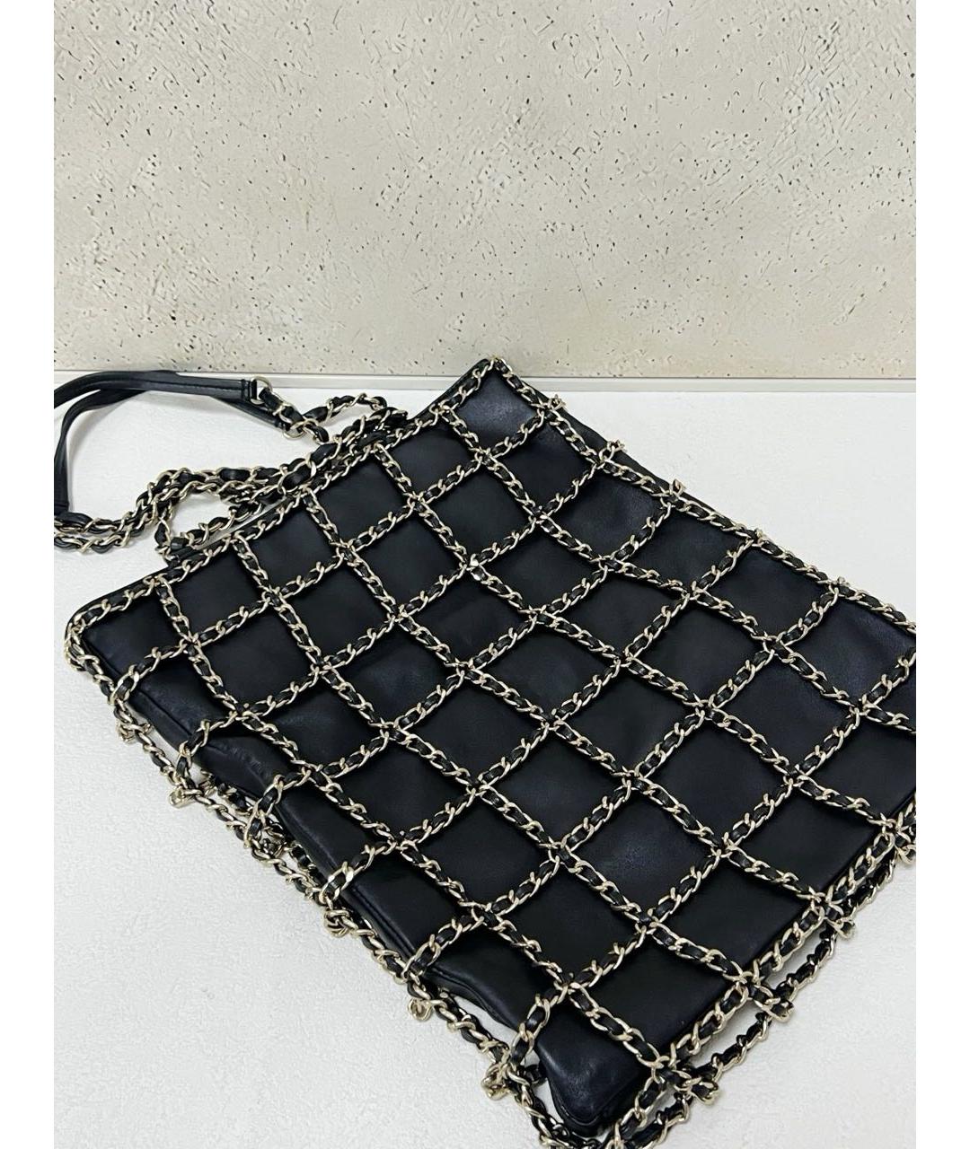 CHANEL Черная кожаная сумка тоут, фото 4
