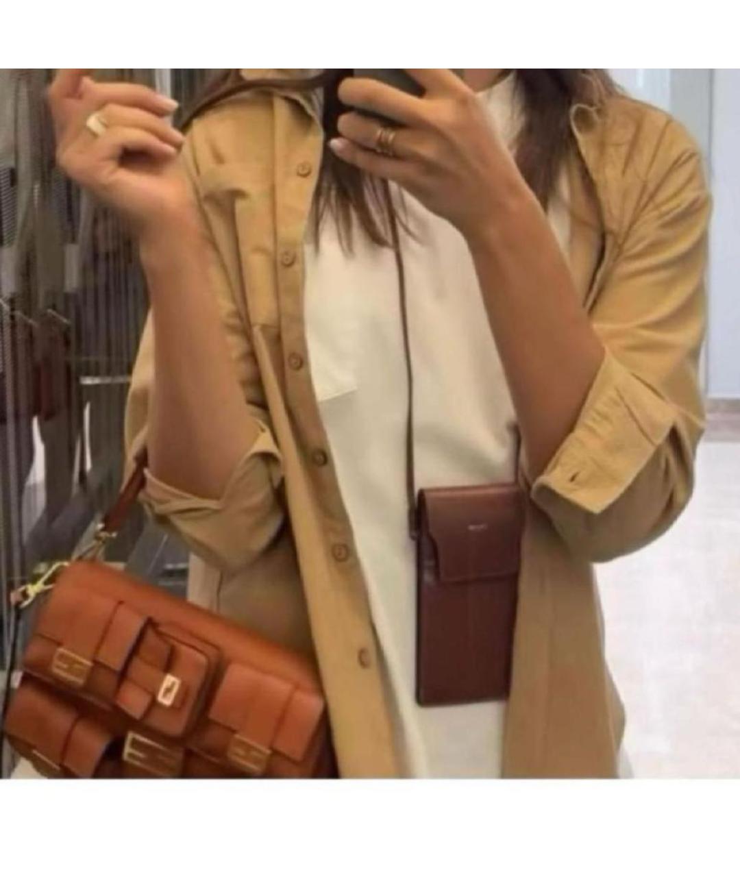 CELINE Коричневая кожаная сумка через плечо, фото 4