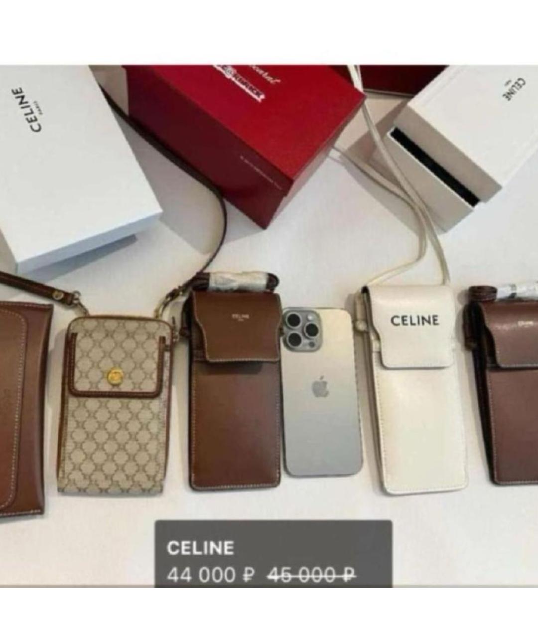 CELINE Коричневая кожаная сумка через плечо, фото 7
