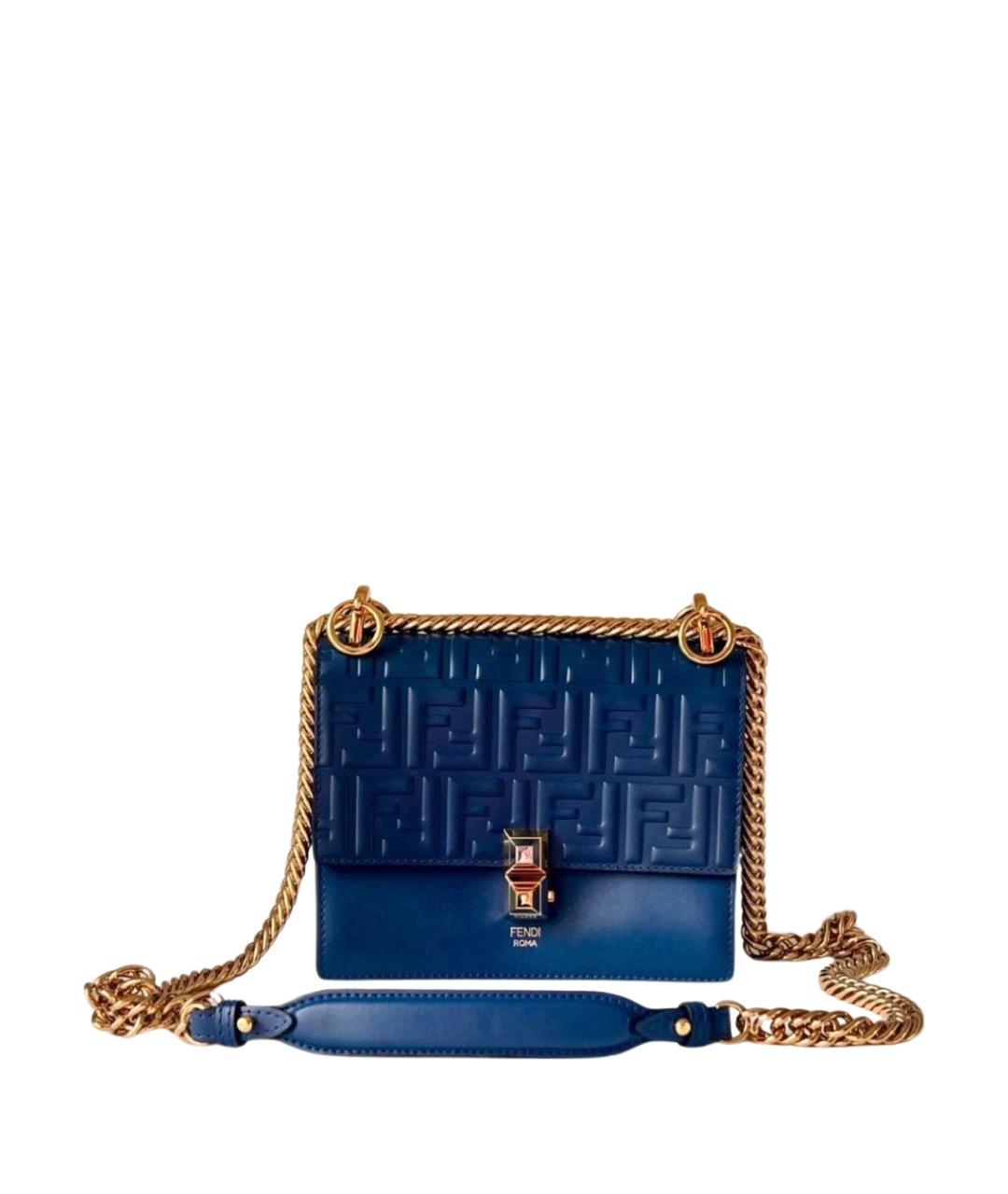 FENDI Темно-синяя кожаная сумка через плечо, фото 1