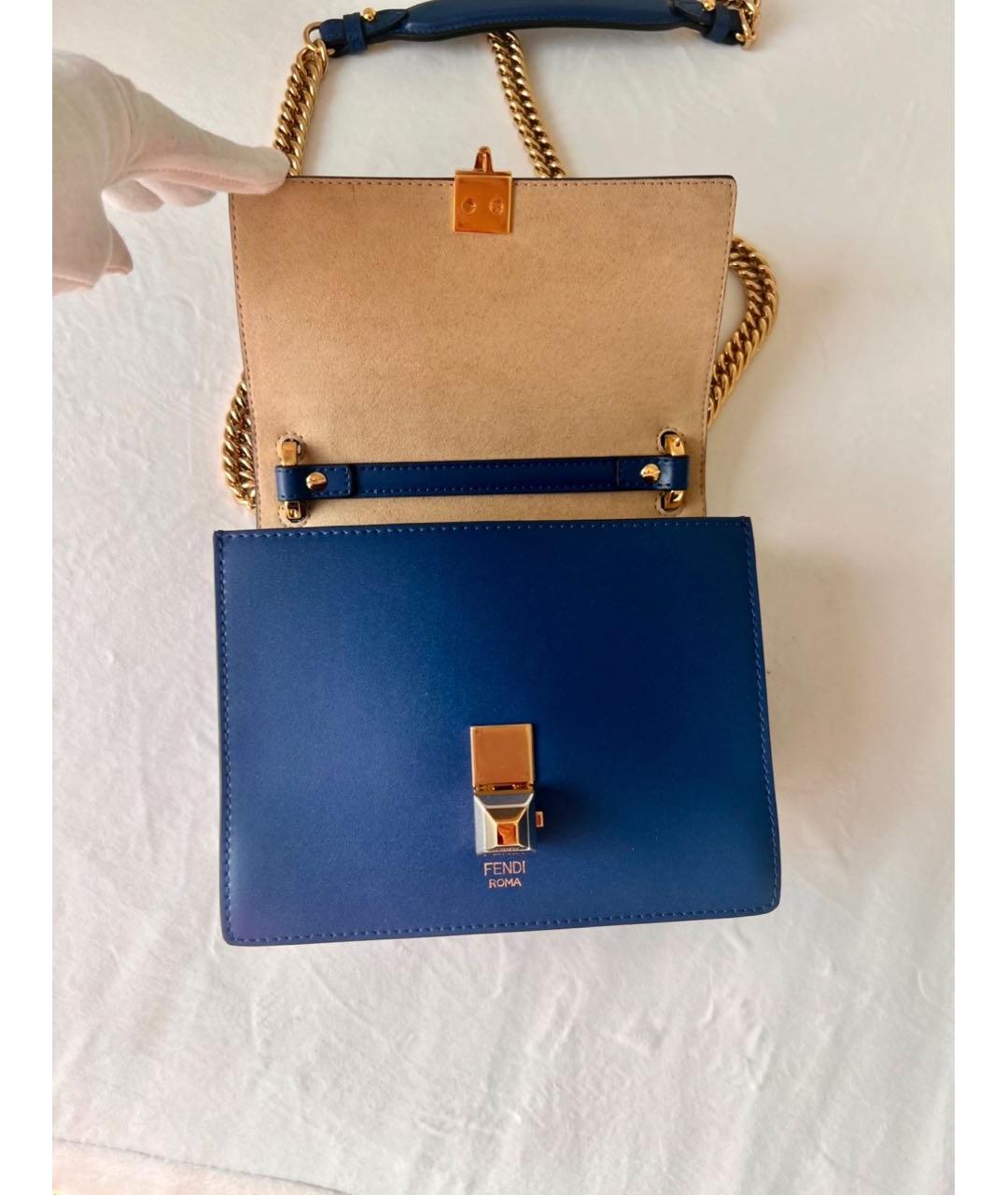 FENDI Темно-синяя кожаная сумка через плечо, фото 3