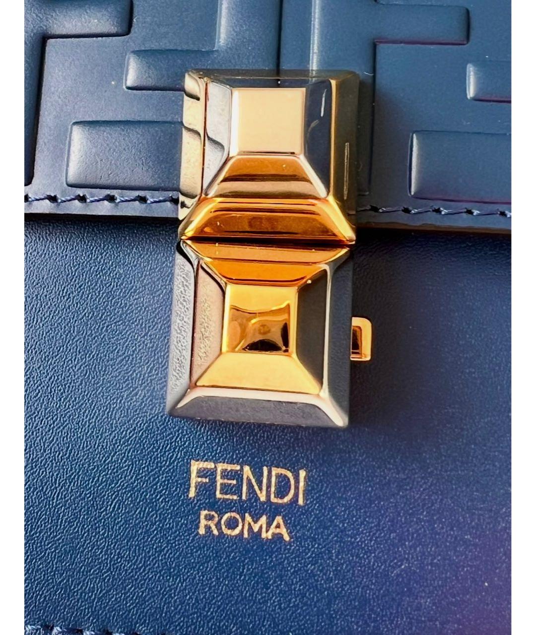 FENDI Темно-синяя кожаная сумка через плечо, фото 5