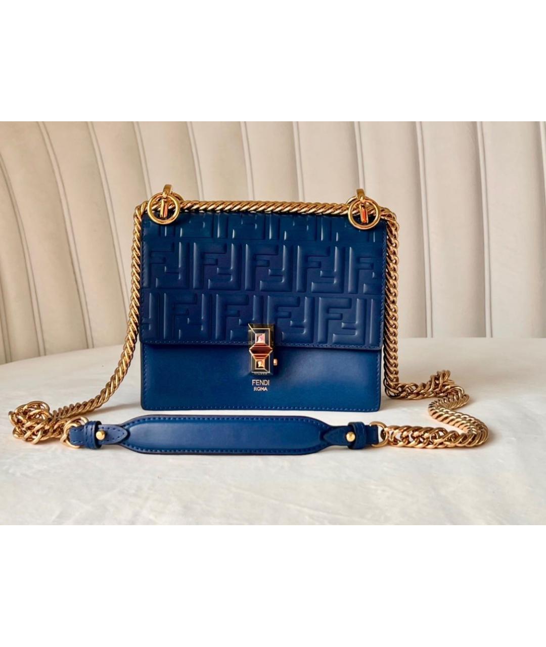 FENDI Темно-синяя кожаная сумка через плечо, фото 9