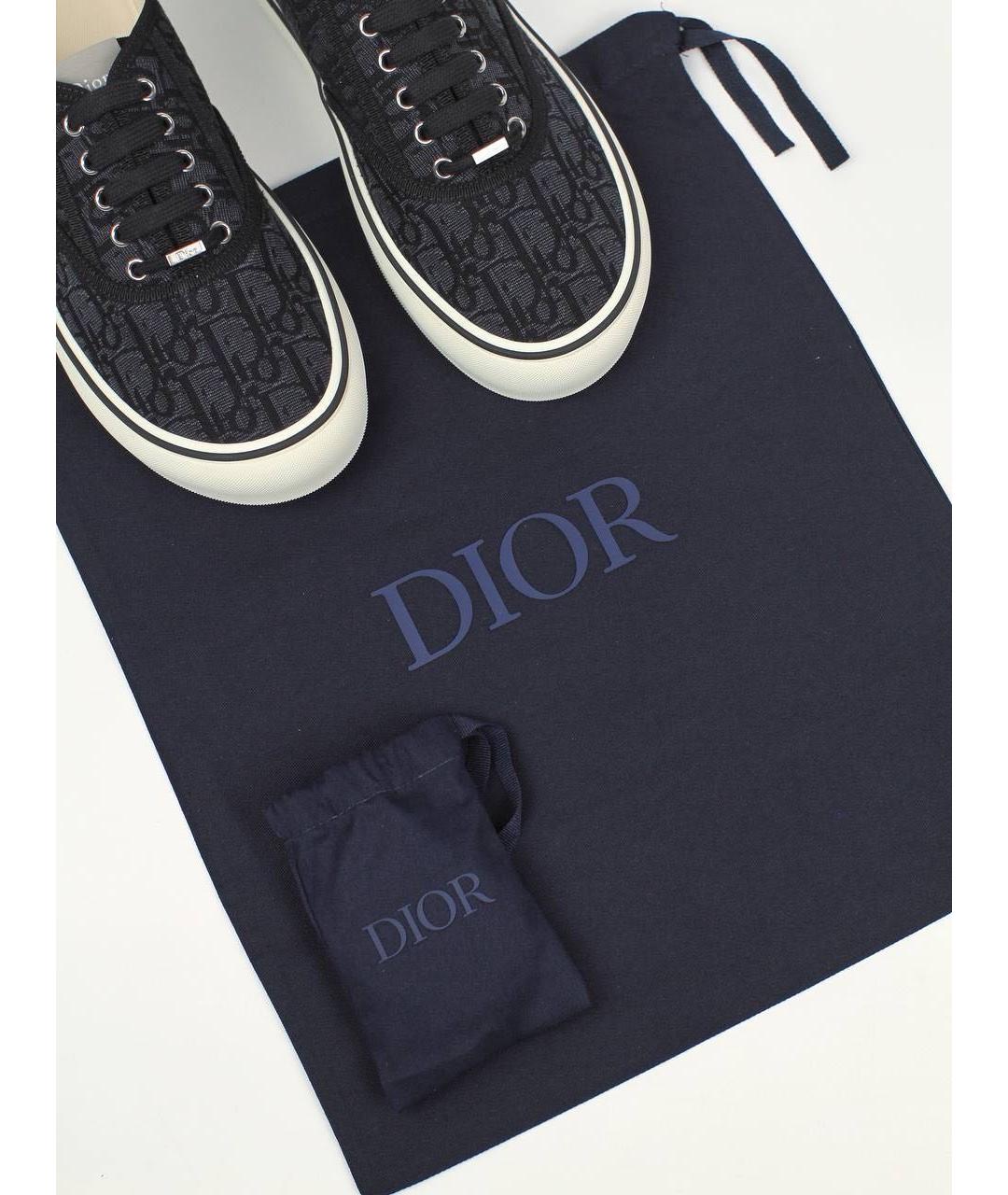 CHRISTIAN DIOR Антрацитовые текстильные низкие кроссовки / кеды, фото 4
