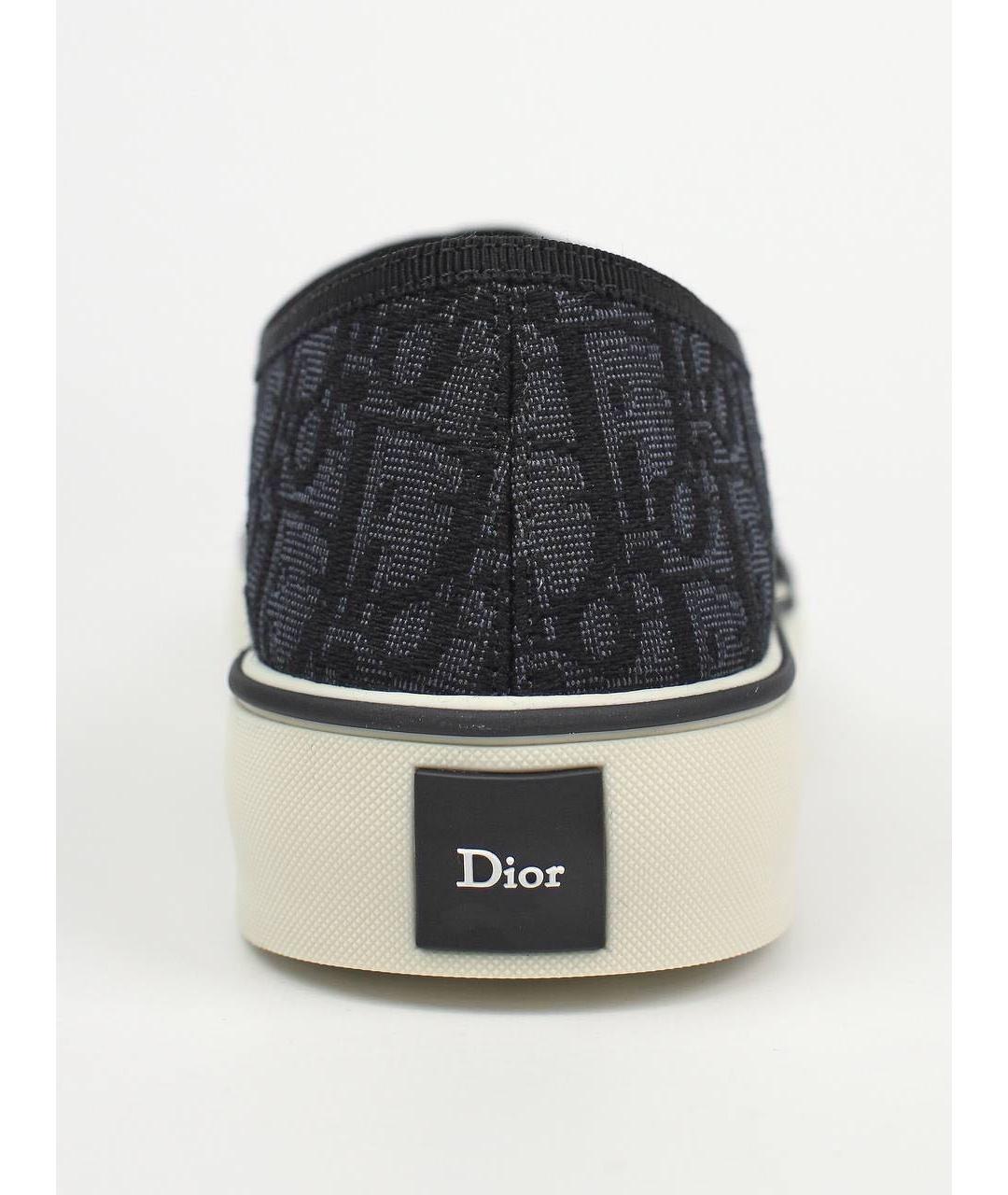 CHRISTIAN DIOR Антрацитовые текстильные низкие кроссовки / кеды, фото 5