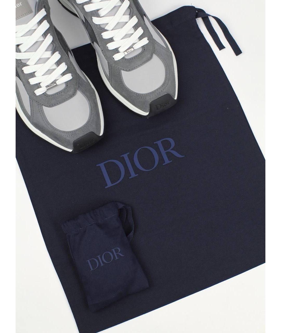 CHRISTIAN DIOR Серые текстильные низкие кроссовки / кеды, фото 8