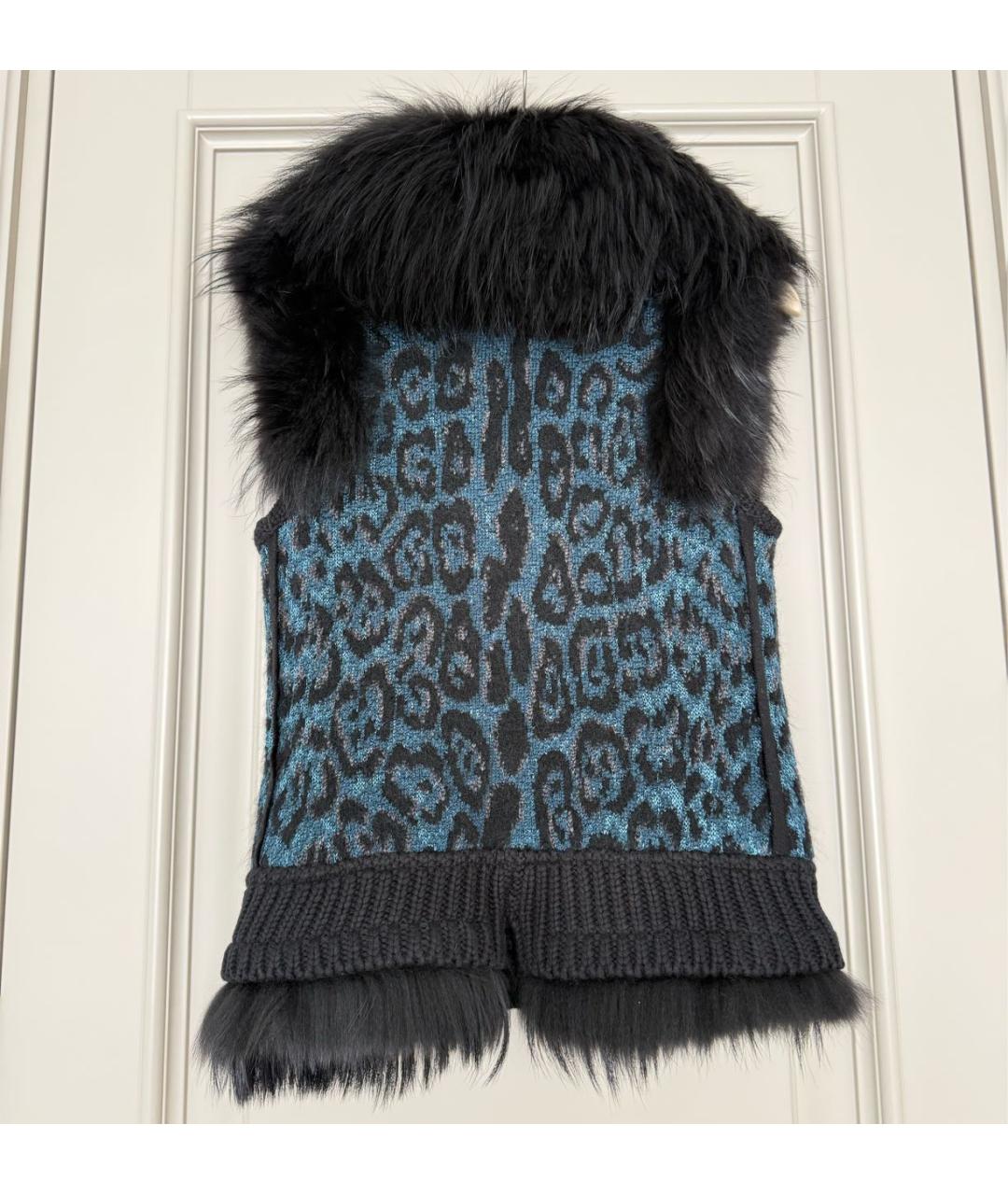 ROBERTO CAVALLI Синий шерстяной жилет, фото 2