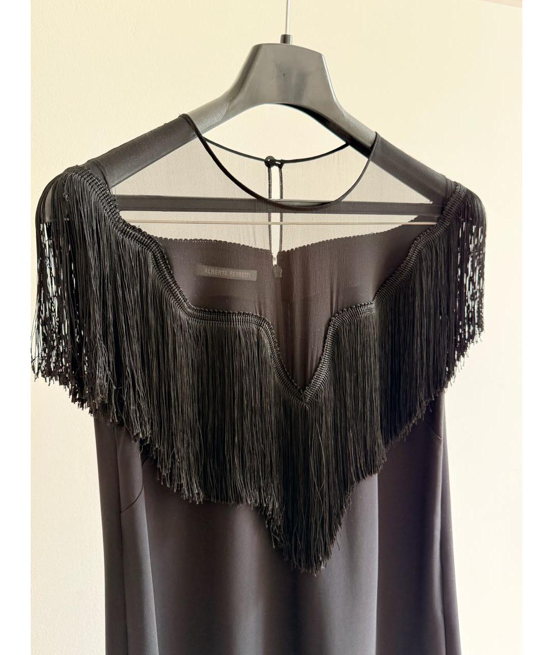 ALBERTA FERRETTI Черное вискозное коктейльное платье, фото 3