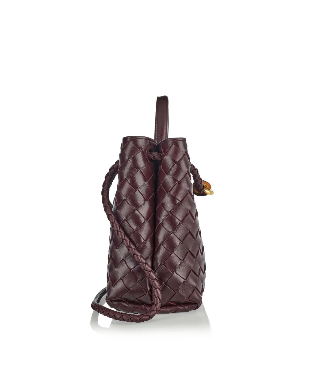 BOTTEGA VENETA Бордовая кожаная сумка с короткими ручками, фото 4