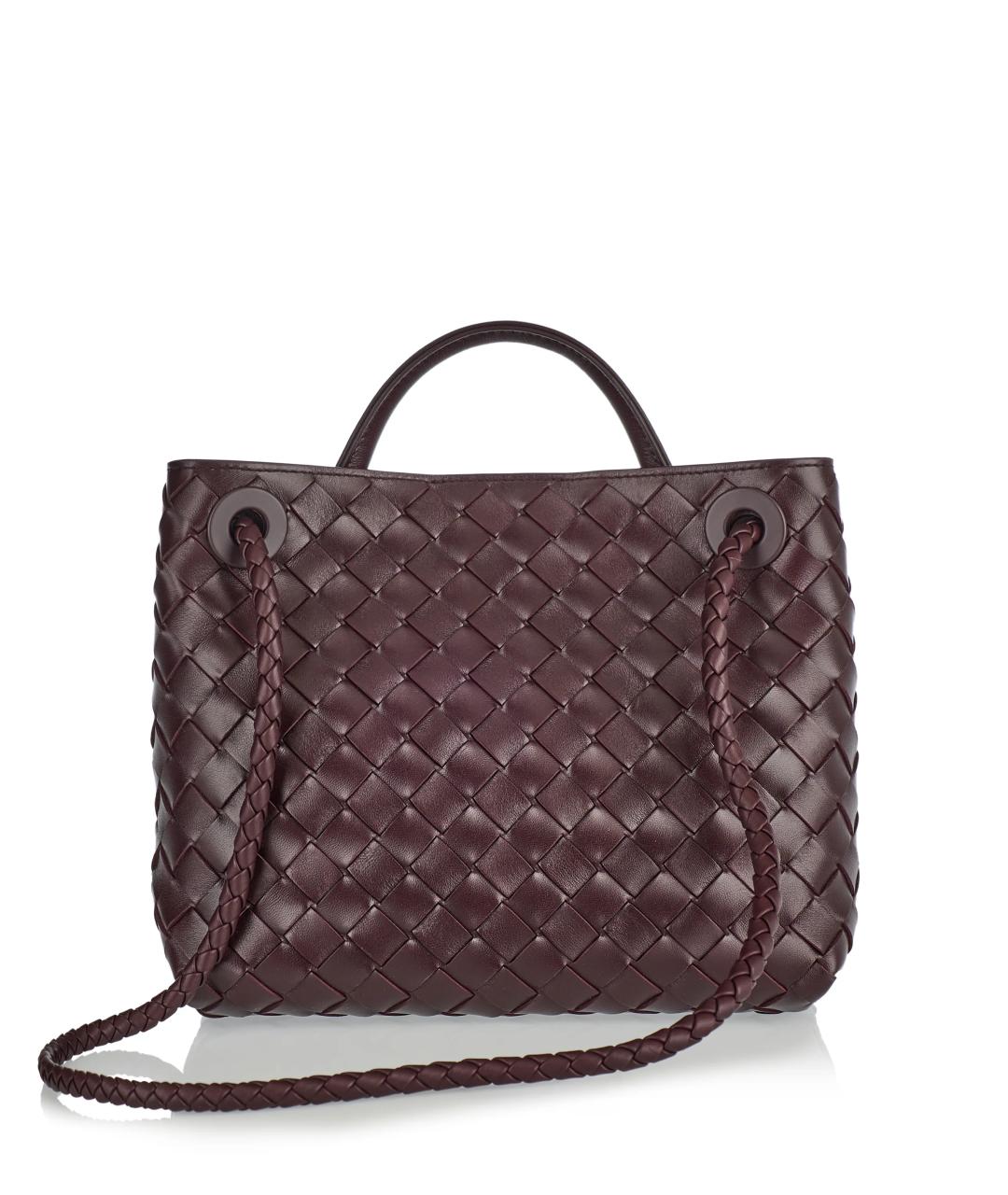 BOTTEGA VENETA Бордовая кожаная сумка с короткими ручками, фото 3