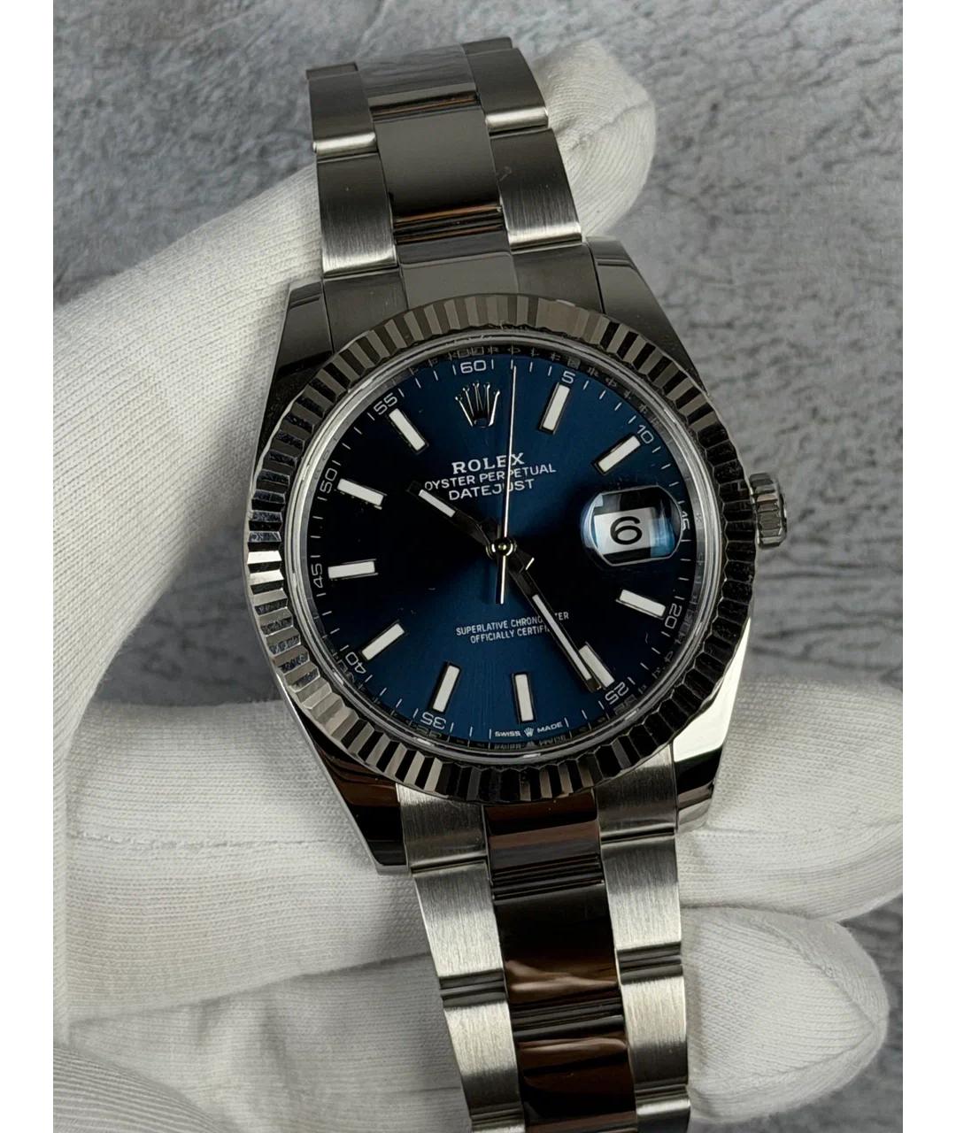 ROLEX Синие часы из белого золота, фото 2