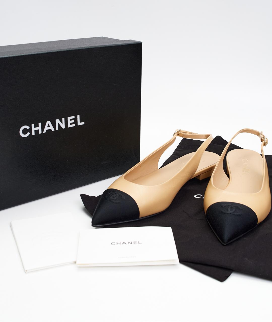 CHANEL Бежевые кожаные балетки, фото 6