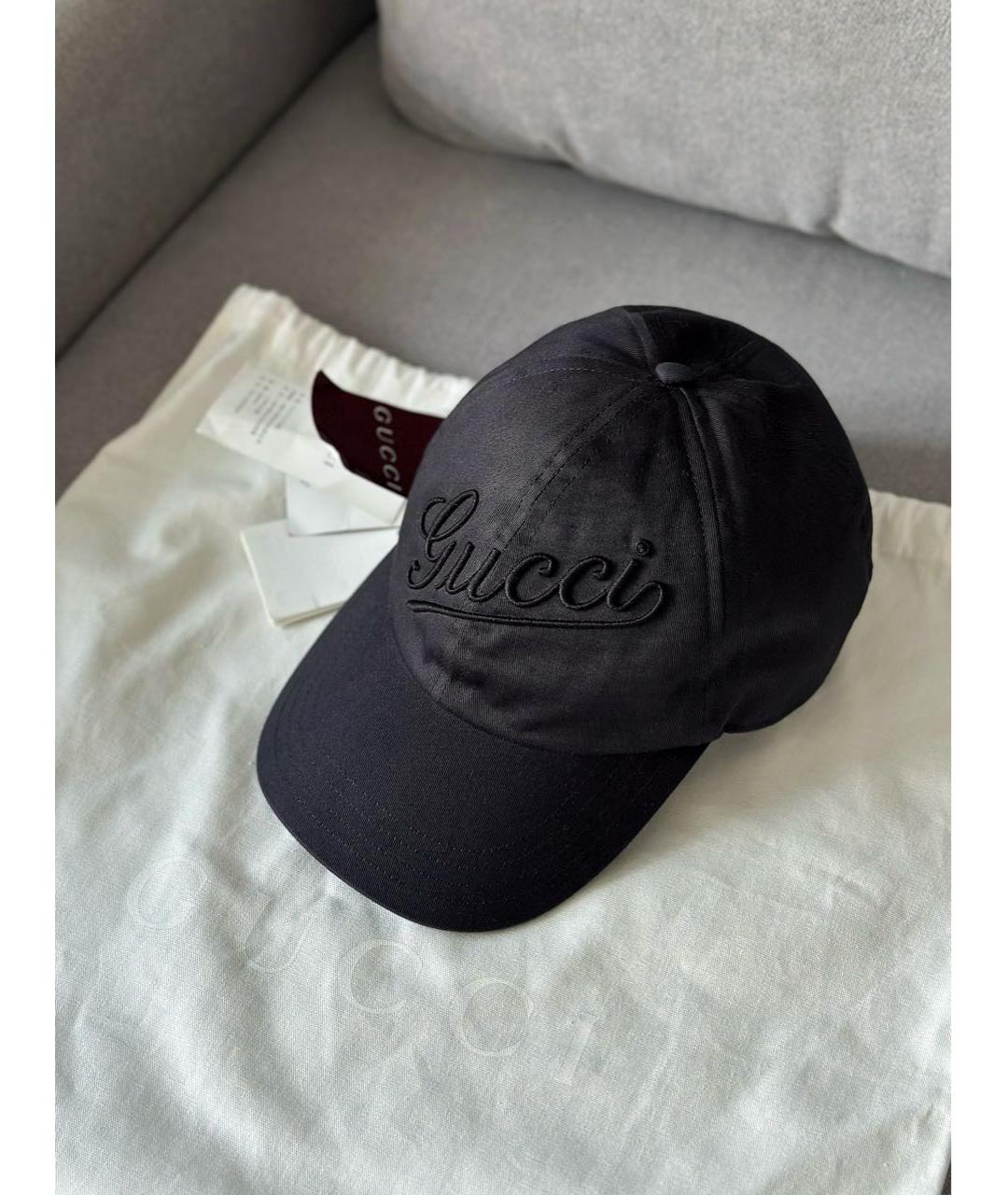 GUCCI Черная хлопковая кепка, фото 2