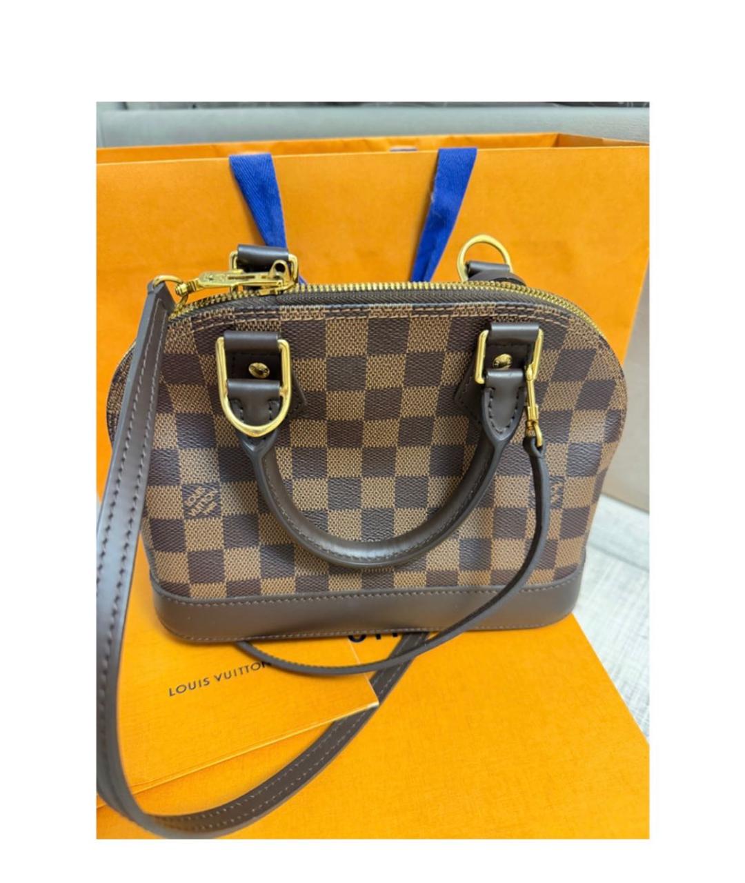 LOUIS VUITTON Коричневая канва сумка с короткими ручками, фото 3