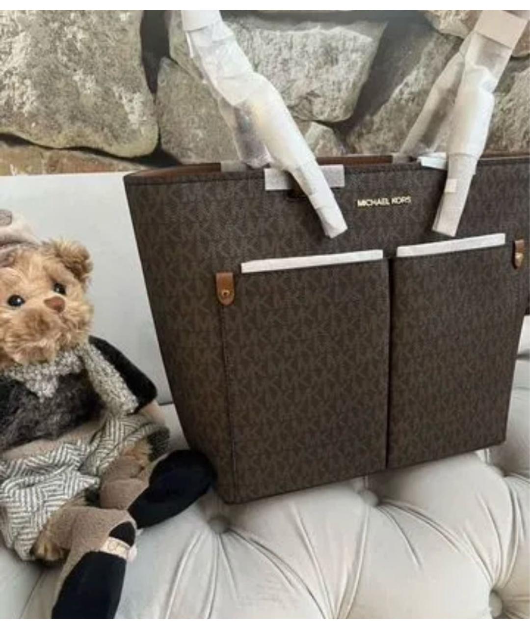 MICHAEL KORS Коричневая канва сумка тоут, фото 2