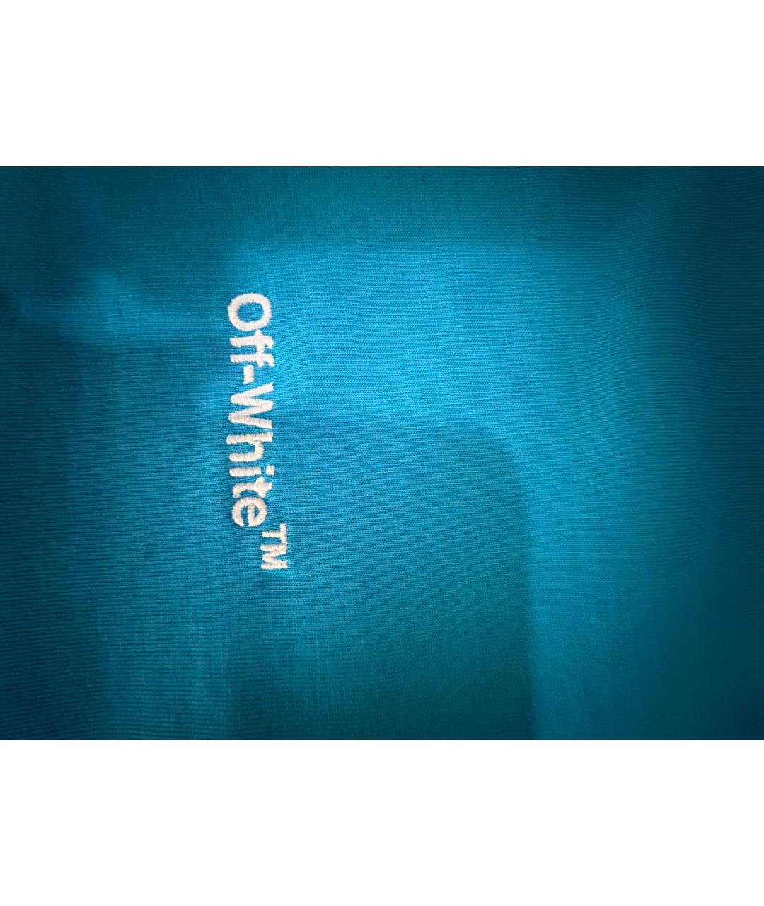 OFF-WHITE Голубая хлопковая футболка, фото 4