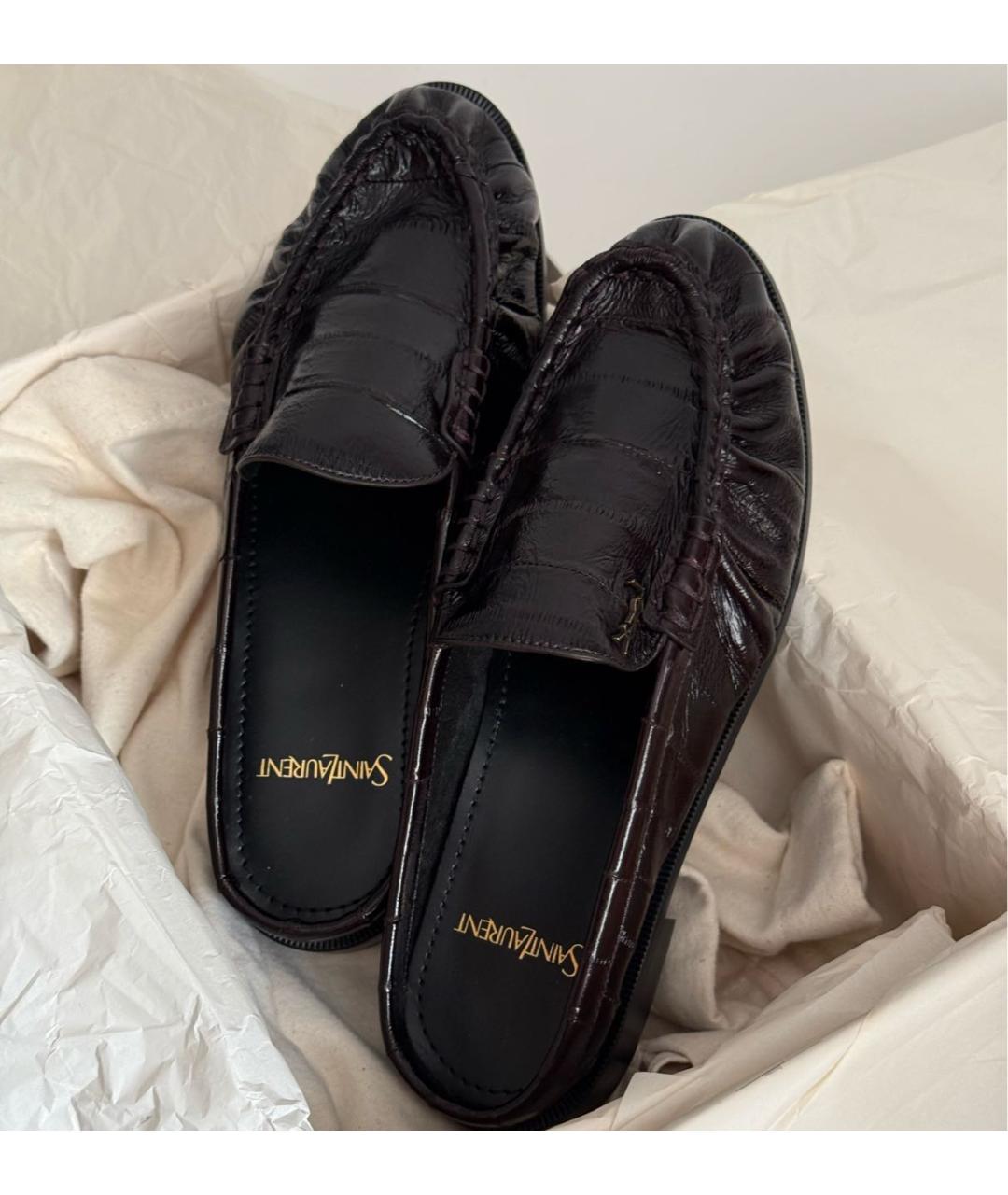 SAINT LAURENT Коричневые кожаные лоферы, фото 5