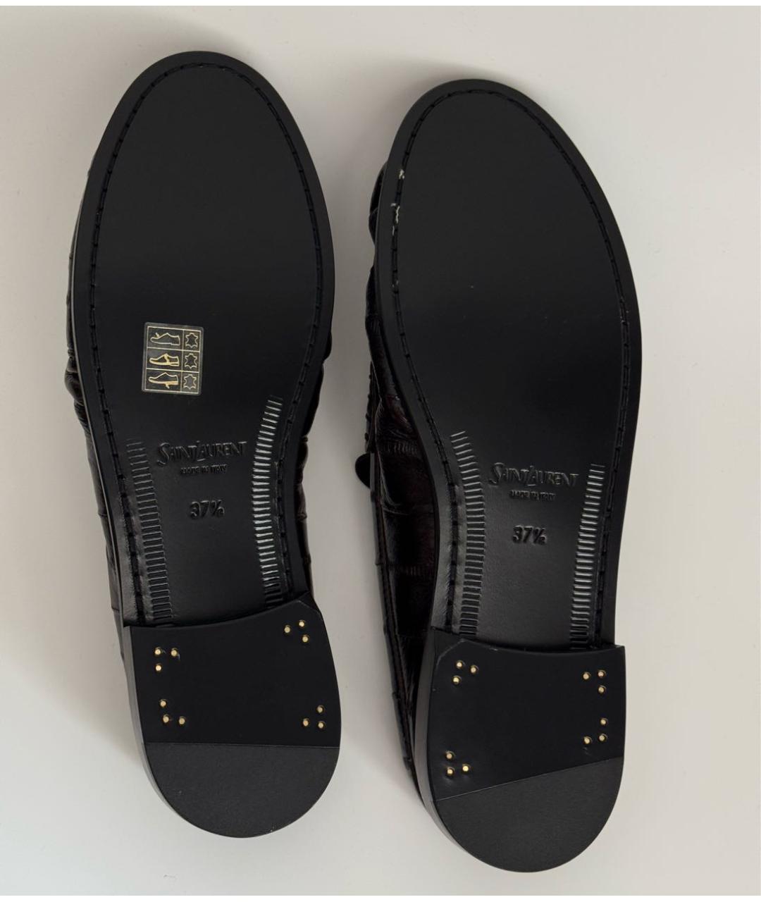 SAINT LAURENT Коричневые кожаные лоферы, фото 6
