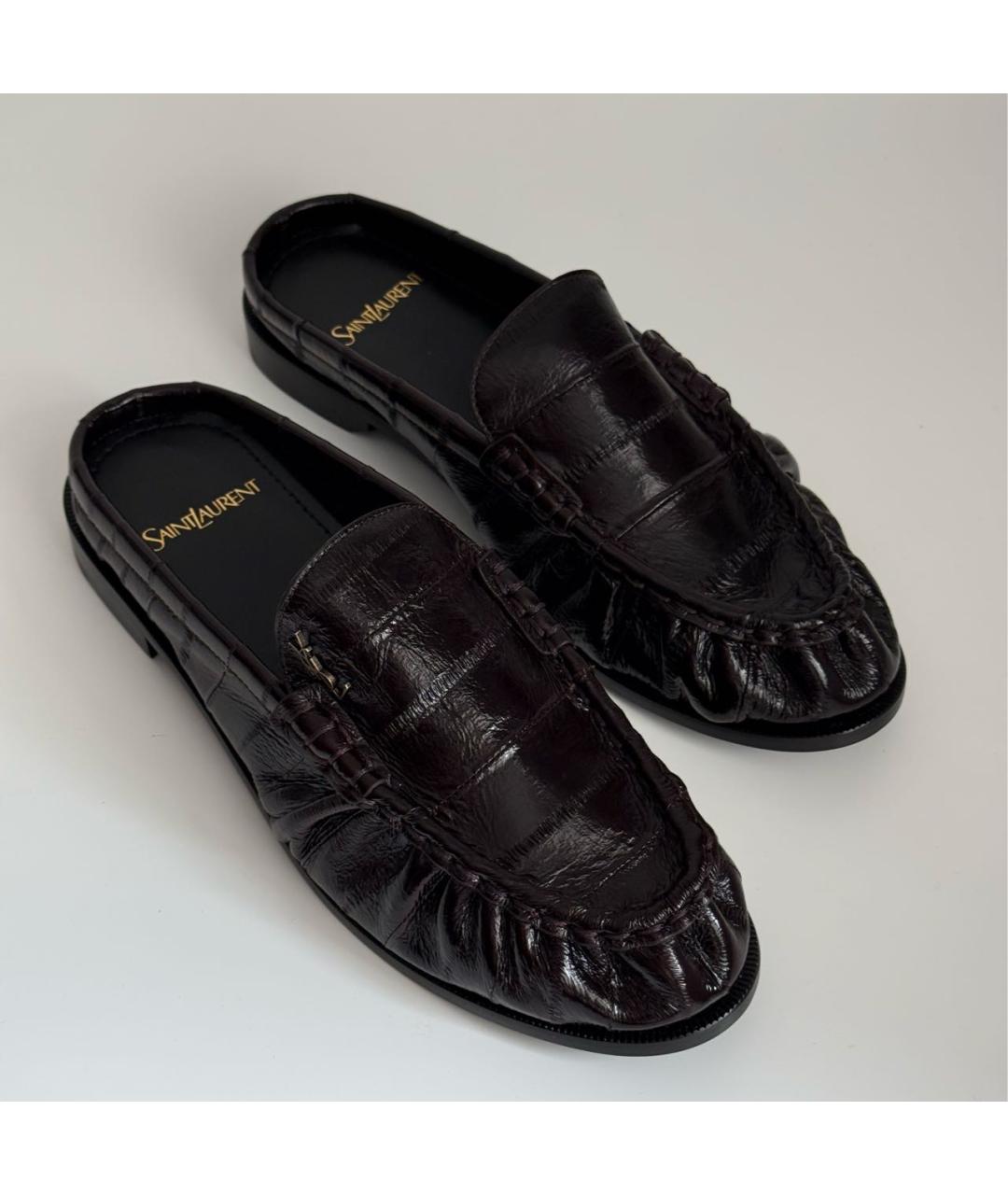 SAINT LAURENT Коричневые кожаные лоферы, фото 2
